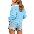 thumbnail image 4 of Enjoytime Sweatshirt for Women Patchwork Long Sleeve Off Shoulder Sweatshirt Fall Fashion Casual Pullover Tops, 4 of 8