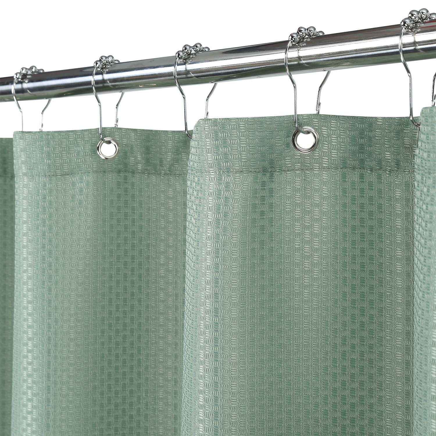GlowSol Fabric Shower Curtain 96 inch Long Waffle Weave Heavyweight