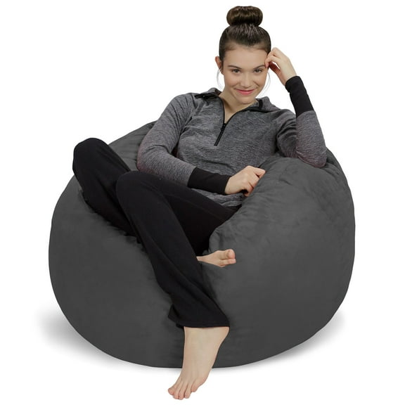 Sofa Sack Bean Bag Chair, Memory Foam Lounger with Microsuede Cover, All Ages, 7.5 ft, Black