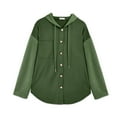 thumbnail image 6 of MOSHU Oversize Hoodies for Women Loose Fit Drawstring Hooded Womens Sweatshirts Button Down Shacket Jackets with Pocket, 6 of 7