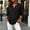 Black, variant on Women's Solid Short Sleeve Linen Blouse Button Neckline Shirt Summer Casual Top
