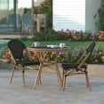 thumbnail image 3 of Emma + Oliver Indoor/Outdoor Bistro Style 31.5 in. Table with Black Textilene, Glass Top, and Two Chairs - Natural Frame, 3 of 10