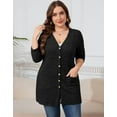 thumbnail image 3 of Drvitor Plus Size Cardigans for Women Lightweight Long Sleeve Open Front Button Up Fall Cardigans with Pockets, Sizes XL-5XL, 3 of 6