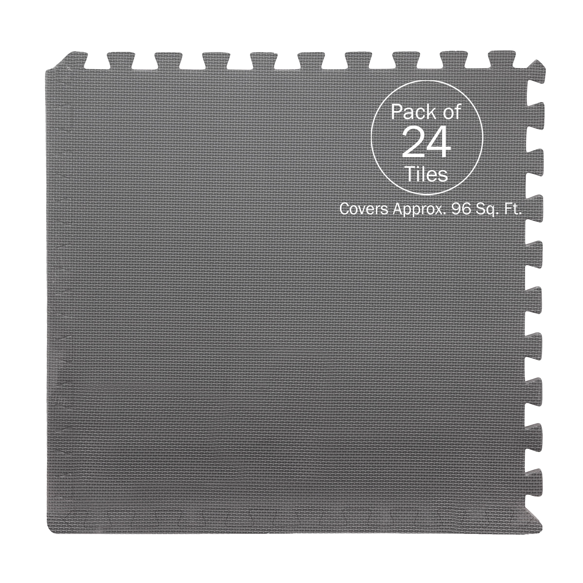 Foam Flooring Tiles – 18-Pack Interlocking EVA Foam Pieces – Non-Toxic Floor Padding for Playroom, Gym, or Basement by Stalwart (Black)