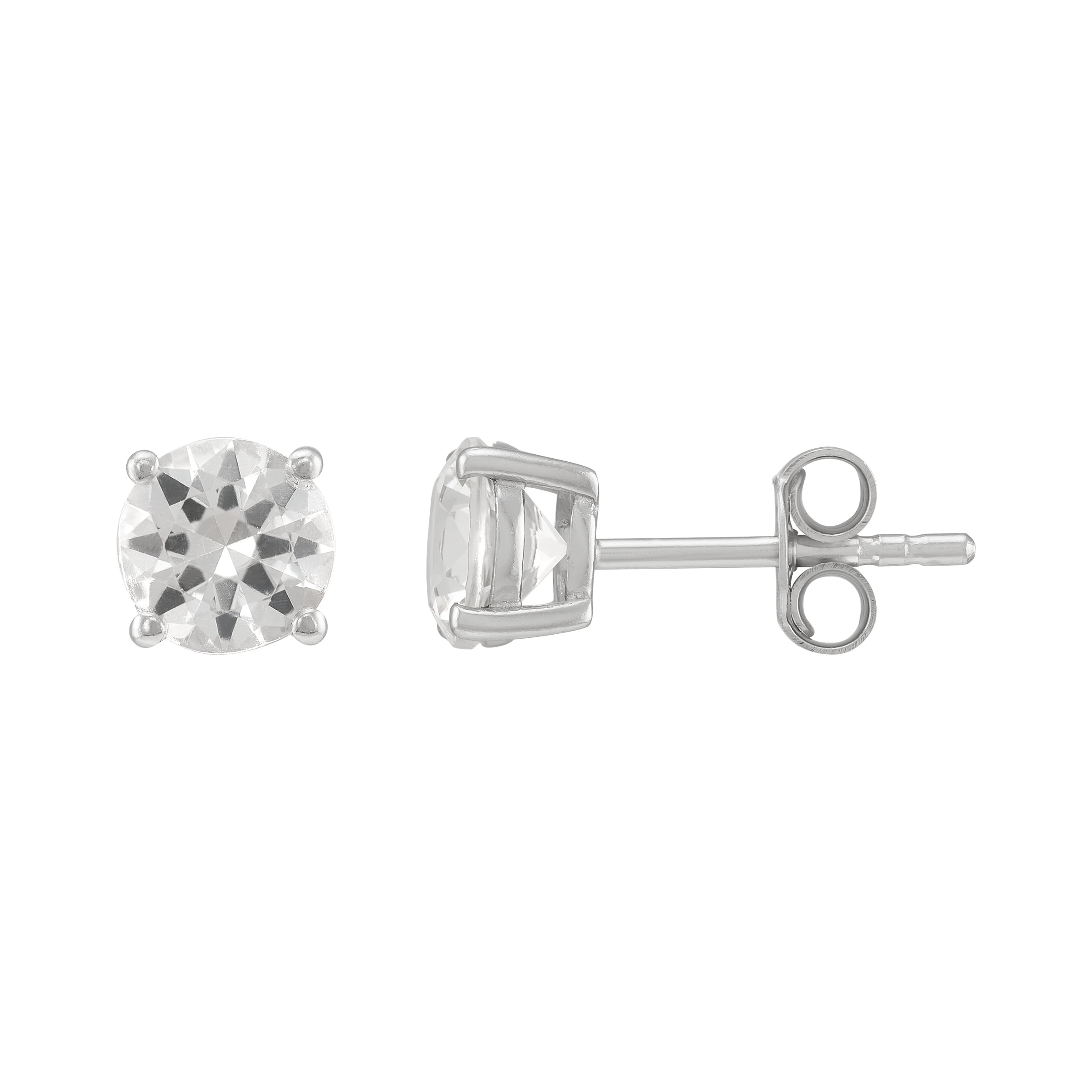 Brilliance Fine Jewelry White Topaz and White Cubic Zircoina Pendant Necklace and Studs Set in Sterling Silver