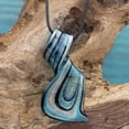 thumbnail image 4 of Besheek Murano Inspired Blue and Black Twist Curl Glass Necklace Pendant, 4 of 5