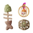 thumbnail image 3 of FEOLGEHLY Catnip Toy Set for Indoor Cats Silvervine Cat Toy Cat Teething Toy Cat Chew Toy Multi-Shape Fish Ball Mouse Feather Boredom Relief (Brown C), 3 of 7