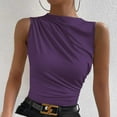 thumbnail image 2 of Plebaso Women's Tank Tops High Neck Ruched Sleeveless Shirts Slim Casual Basic Tees Tops for Going Out, 2 of 5