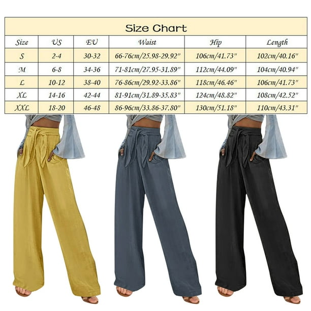 Fvwitlyh Work Clothes Women Office Womens Casual Solid Color Loose Pockets  Elastic Belt Waist Pants Long Trousers Black,S 