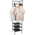 thumbnail image 3 of Corner Hall Tree Freestanding Coat Rack with 3 Tier Shoes Rack Storage and 10 Movable Hooks Metal Entryway Coat Rack Waterproof Corner Coat Rack Practical Entryway Corner Organizer Coat Rack for Home, 3 of 10