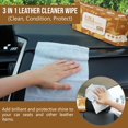 thumbnail image 2 of Air Jungles 3in1 Leather Cleaner Wipes 70 Count (Pack of 1), Extra Large 8" x 10" Size Leather Clean Condition Protect Wipes for Vinyl, Apparel Furniture Auto Car Interior Shoes Boots Bags, 2 of 4