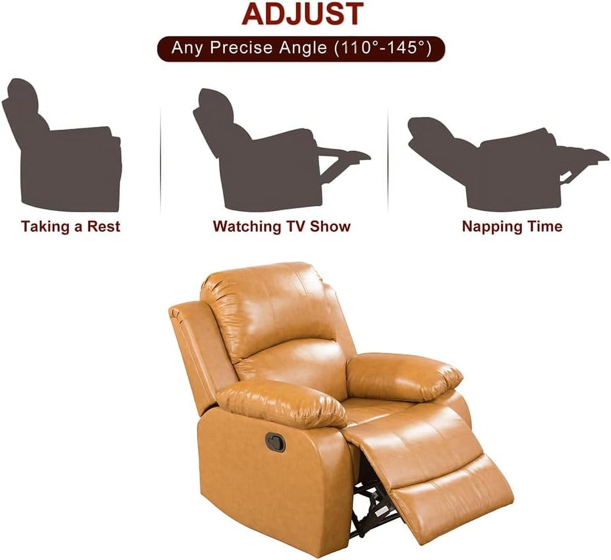 TrumanPick Manual Leather Recliner Chair,Overstuffed reclining Armchair Home Theater Sofa Recliner for Living Room,Yellow