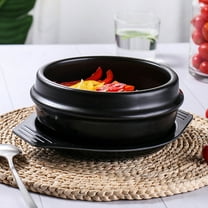 PAMINGONO Thermal Cooking Pot Ceramic Casserole Black 1Set Heat Retention Home Cooking