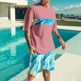 thumbnail image 2 of Stamzod Summer Outfits for Men 2 Piece Plus Size Short Sleeve Hawaiian Shirts and Shorts Set Casual Loose Beach Vacation Track Suits Mens Short Sets Outfits Pink H XXXL, 2 of 5