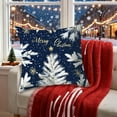 thumbnail image 6 of Virelaxpo Snowflake Pattern Christmas Pillow Cover in Blue and Gold, Linen Fabric for Living Room Decorations, 6 of 6