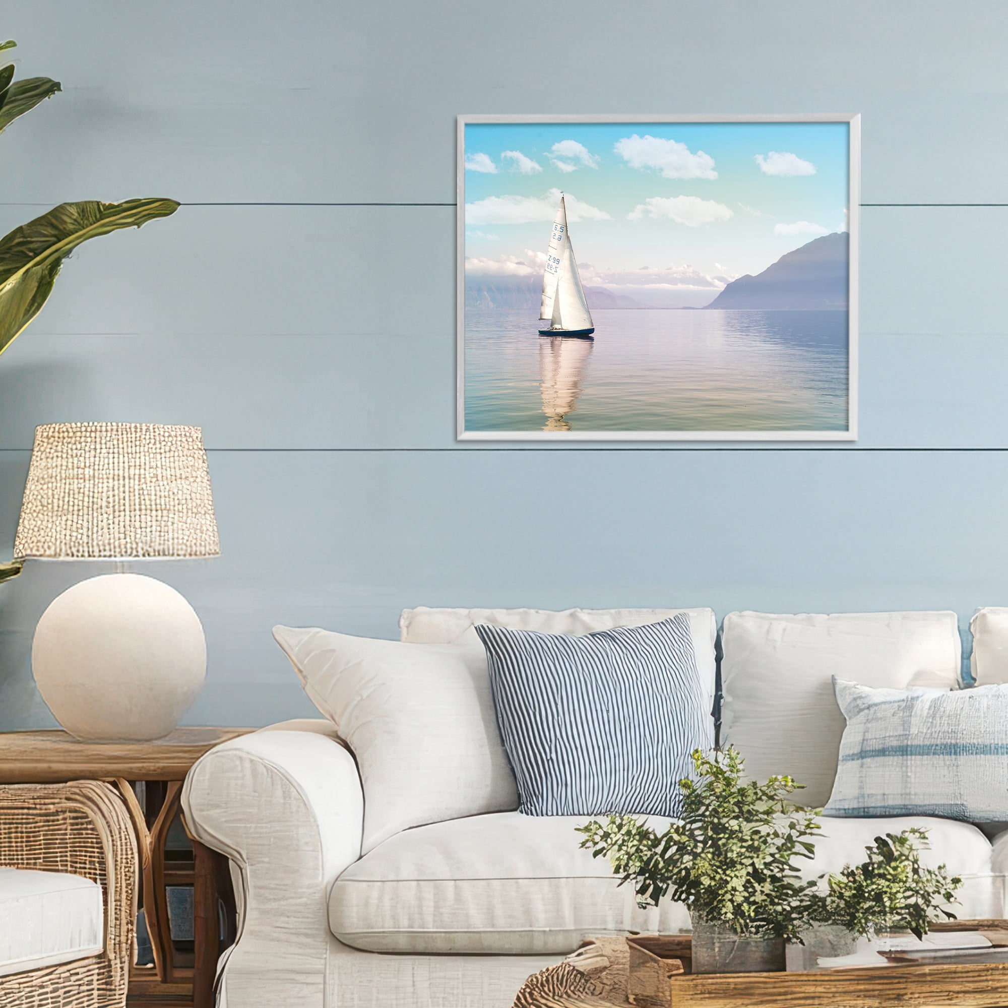 Stupell Industries Ocean Sails Lounging White Framed Giclee Art, design by Marcus Prime