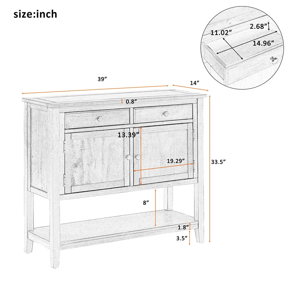 Lowestbest 39" Modern Console Table, Sofa Table, Entryway Side Table with 2 Drawers, 2 Cabinets and 1 Shelf (White) Lowestbest 39" Modern Console Table, Sofa Table, Entryway Side Table with 2 Drawers, 2 Cabinets and 1 Shelf (White)