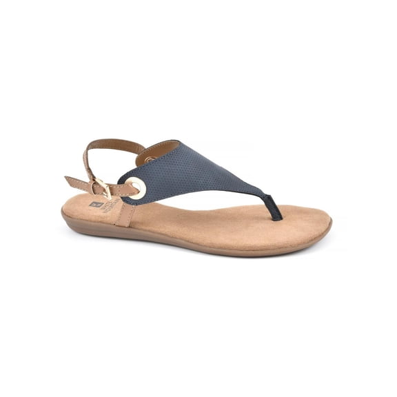 White Mountain Womens London Faux Leather Side Buckle Thong Sandals