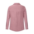 thumbnail image 4 of Craaazy Women's Relaxed Fit Collared Blouse, Solid Color Long Sleeve Button Down Top, Loose Comfy Cotton Casual Shirt for Spring & Fall Gifts, 4 of 5