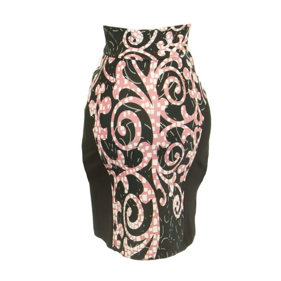 OLIAN Maternity Women's Arabesque Print Pencil Skirt Sz X-Small Black Rose