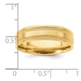 thumbnail image 3 of 14k Yellow Gold 6mm Standard Weight Comfort Fit Brushed Satin/Polished Milgrain Grooved Edge Wedding Band Size 11 YB102S, 3 of 5