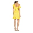 thumbnail image 2 of AIDAN AIDAN MATTOX Womens Yellow Ruffled Zippered Lined Flutter Sleeve Asymmetrical Neckline Above The Knee Party A-Line Dress 14, 2 of 4