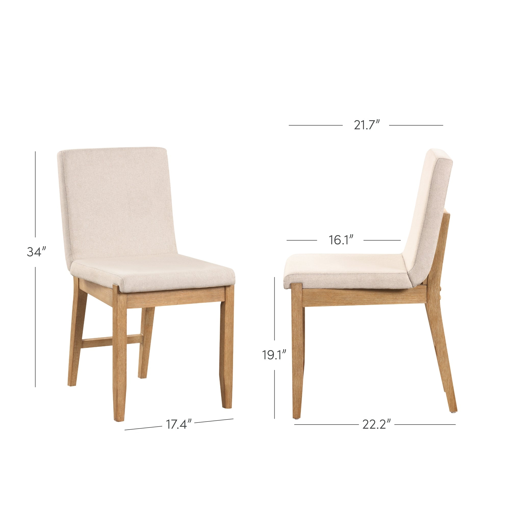Nathan James Gracie Modern Dining Chair, Upholstered Accent Dining Chair in Natural Flax/Brown