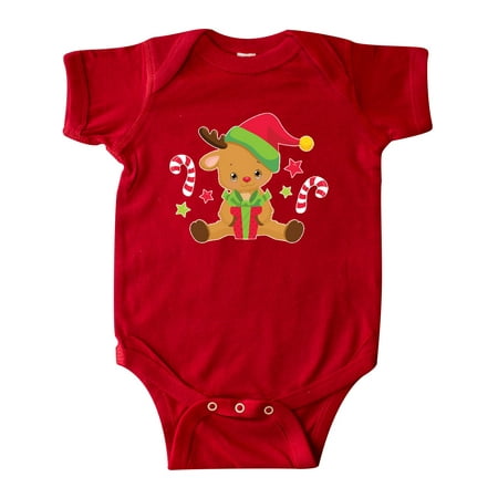 

Inktastic Cute Christmas Reindeer with Presents and Candy Canes Gift Baby Boy or Baby Girl Bodysuit
