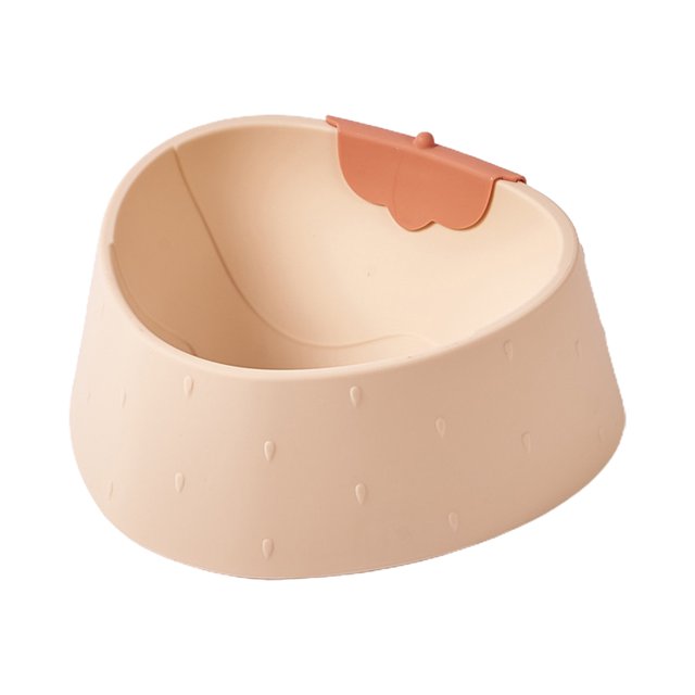 CSChome Cat Feeding Bowl Feeding Bowl Non-Slip Large Capacity Cartoon Strawberry Shape Plastic Unbreakable