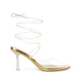 thumbnail image 3 of BLISSFUL STEP Women's Pumps Stiletto Heels Lace up Clear Heel Pumps Gold 11, 3 of 7