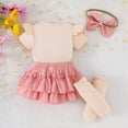 thumbnail image 3 of Xudanell Toddler Clothes for Girls Short Sleeve Romper and Shorts Set Bow Skirt 4pcs Tween Girls Trendy Clothes Pink 12-18 Months, 3 of 8