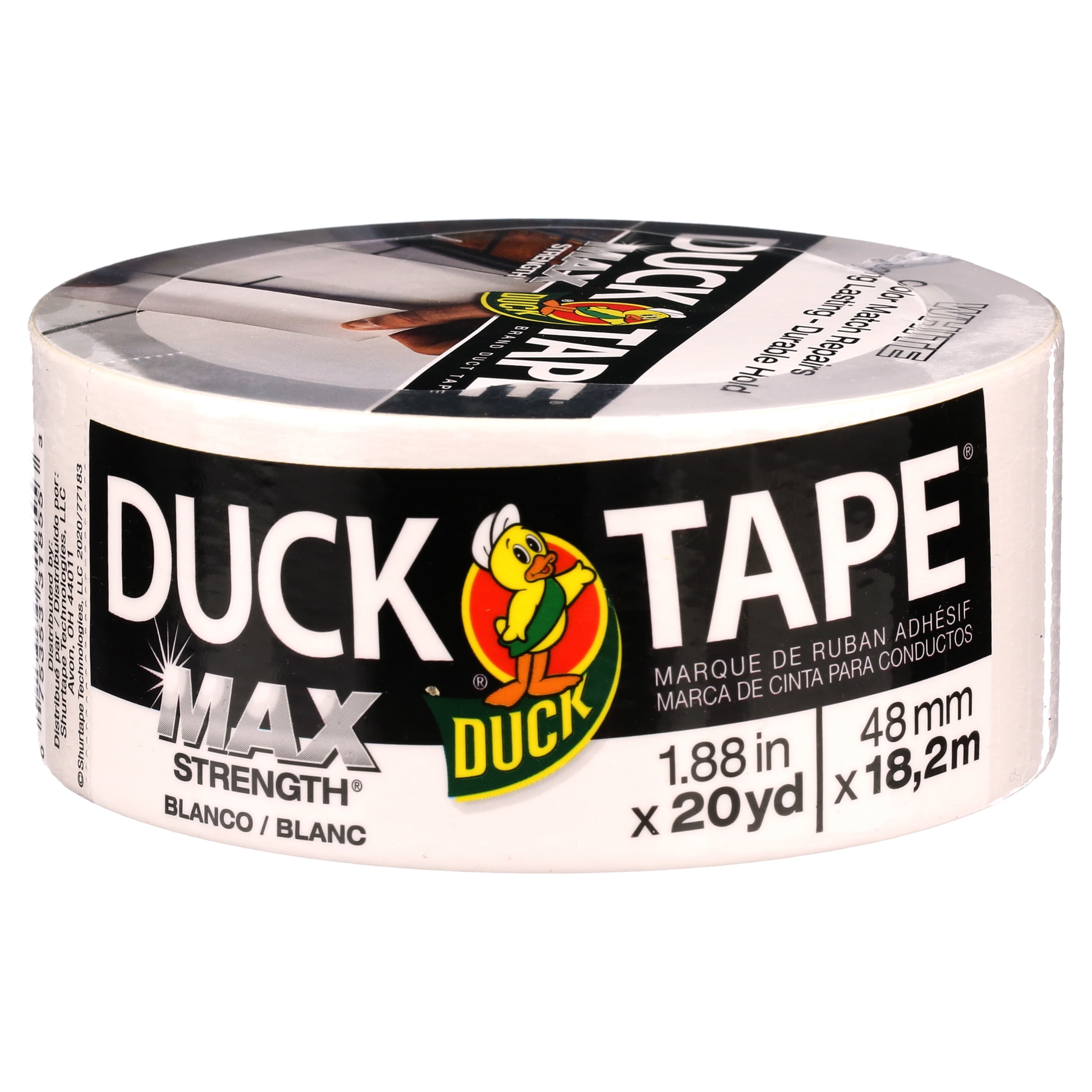 Duck Max Duct Tape, 1.88 x 20 yds, 3 Core, White
