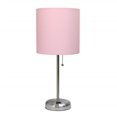 thumbnail image 1 of 60W Stick Lamp with Charging Outlet & Fabric Shade - Light Pink, 1 of 1