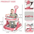 thumbnail image 3 of HAOUUCYIN 5-in-1 Baby Walker with Foot Pads/Handles for Girls Boys, Pink, 3 of 11