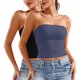 thumbnail image 1 of Blusa informal de verano sin tirantes de color liso para mujer, 2 piezas, de poliéster, 1 of 8
