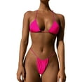 thumbnail image 1 of Bas de String pour Femmes Bikini Deux Pièces Bretelles Doubles Maillot de Bain Mignon Triangle, 1 of 5