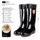 thumbnail image 5 of Botas de lluvia de terciopelo negras de media pantorrilla para trabajo de hombres, botas de agua de goma de PVC, pantorrilla alta, pantorrilla baja, punta redonda, uso para adultos, 5 of 5