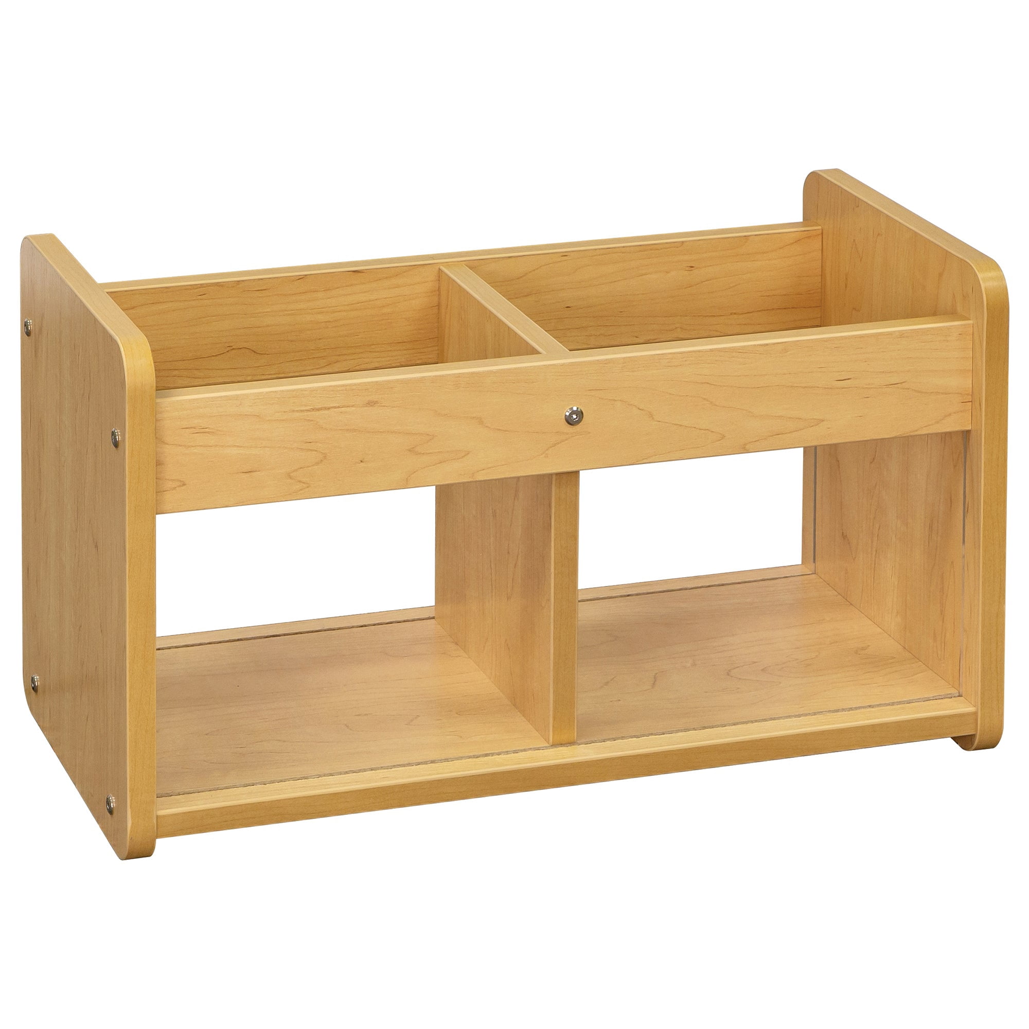 Tot Mate Children's Wood Book or Toy Organizer with 2 Clear Storage Bins, 24"W x 12"D x 14"H RTA
