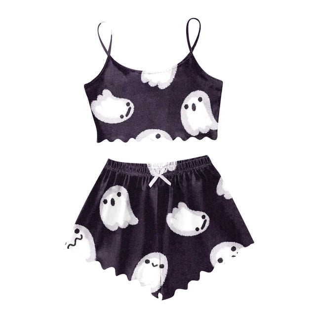 GDREDA Ensemble de Pyjama pour Femme, Ensemble de Shorts de Pyjama à Imprimé de Dessins Animés, Ensembles de Pyjama pour Femmes, pyjamas Violet Pâle, S