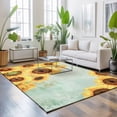 thumbnail image 3 of 4'x6' Area Rugs, Yellow Sunflower Blossom Indoor Outdoor Area Rug for Living Room Bedroom, Summer Floral Vintage Boho Green Washable Bathroom Rugs Kitchen Floor Carpet Mats Home Decor Aesthetic, 3 of 8