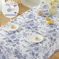 thumbnail image 2 of Blue and White Floral Tablecloth 60 x 84 Inch, Vintage Rectangle Table Cloth, Spill-Proof Stain Resistant Decorative Fabric Table Cover for Dining, Party, Picnic, 2 of 6