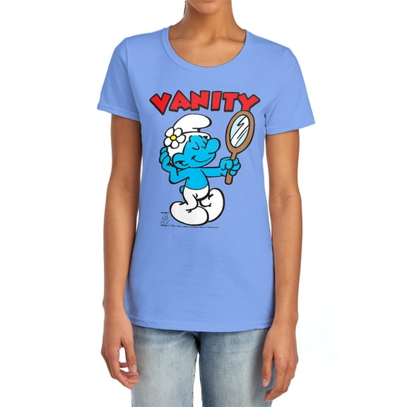 Smurfs Vanity Women's T Shirt,Vanity Carolina Blue,Large
