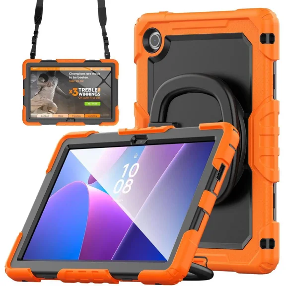 Case for Lenovo Tab 10.1 inch 2025 Model TB311FU TB311XU with Screen Preotector Pencil Holder Shockproof Rugged Cover with Kickstand Hand Strap Shoulder Strap