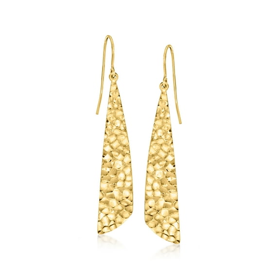 Ross-Simons 14kt Yellow Gold Hammered Triangular Drop Earrings, Women's, Adult