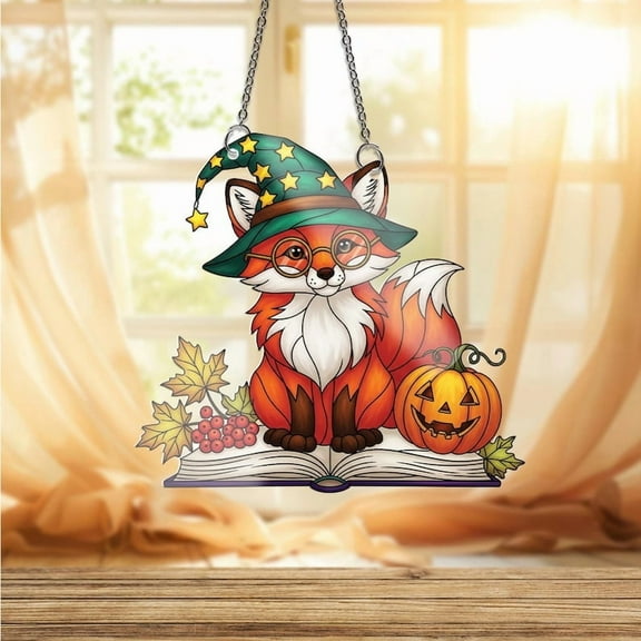 ViciArt Fox Acrylic Ornament – 3.5" Witchy Style, Halloween Window Hanging