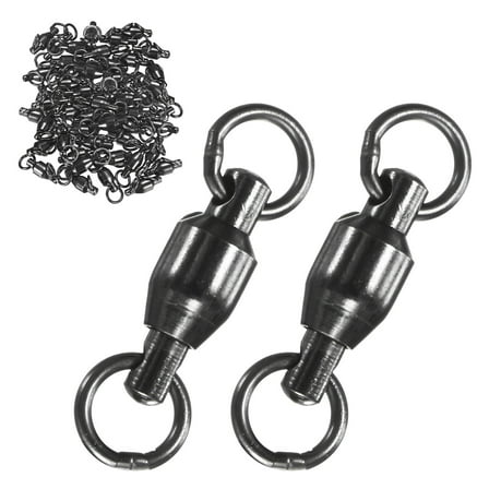 Uxcell 50-Pack Ball Bearing Fishing Swivels, 3# 0.79In (20mm) Stainless Steel Lure Leader Line Connector for Fishing [Black]