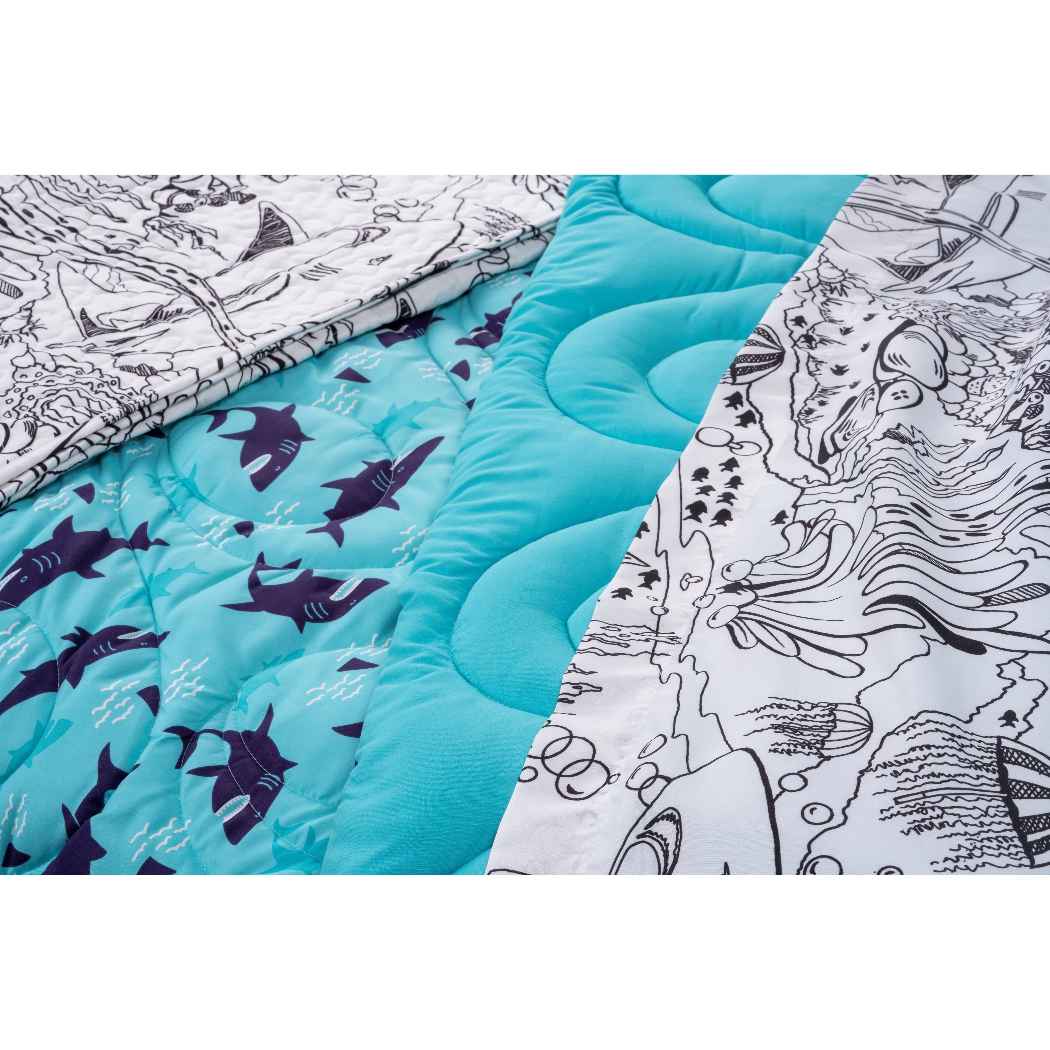 Highlights Shark Sleepover Reversible Comforter Set Twin 2 Piece