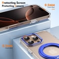 thumbnail image 3 of ELEHOLD For iPhone 12 Pro / 12 6.1" Case, Ice-Feeling Clear Magnetic Shockproof Case, Mag Safe Compatible, with 360° Rotable Ring Stand, Lens&Screen Protection, Non-Yellowing, Blue, 3 of 13