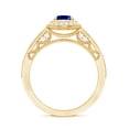 thumbnail image 2 of Rosec Jewels Lab Created Blue Sapphire Ring with Diamond Double Halo - 5X7 mm, 14K Yellow Gold, US 3.00, 2 of 8