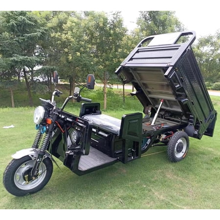 60V 45A Electric Tricyle Cargo Van for Adults, Upgraded Commercial Mobility Scooters for Seniors, 1200W Electric Three Wheel Cargo Transporter w/63" Hydraulic Tipping Bucket, 25-40 MI Range - Black